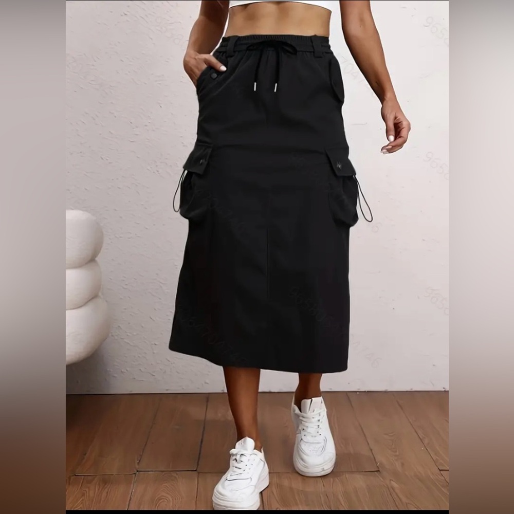 Black Cargo Skirt